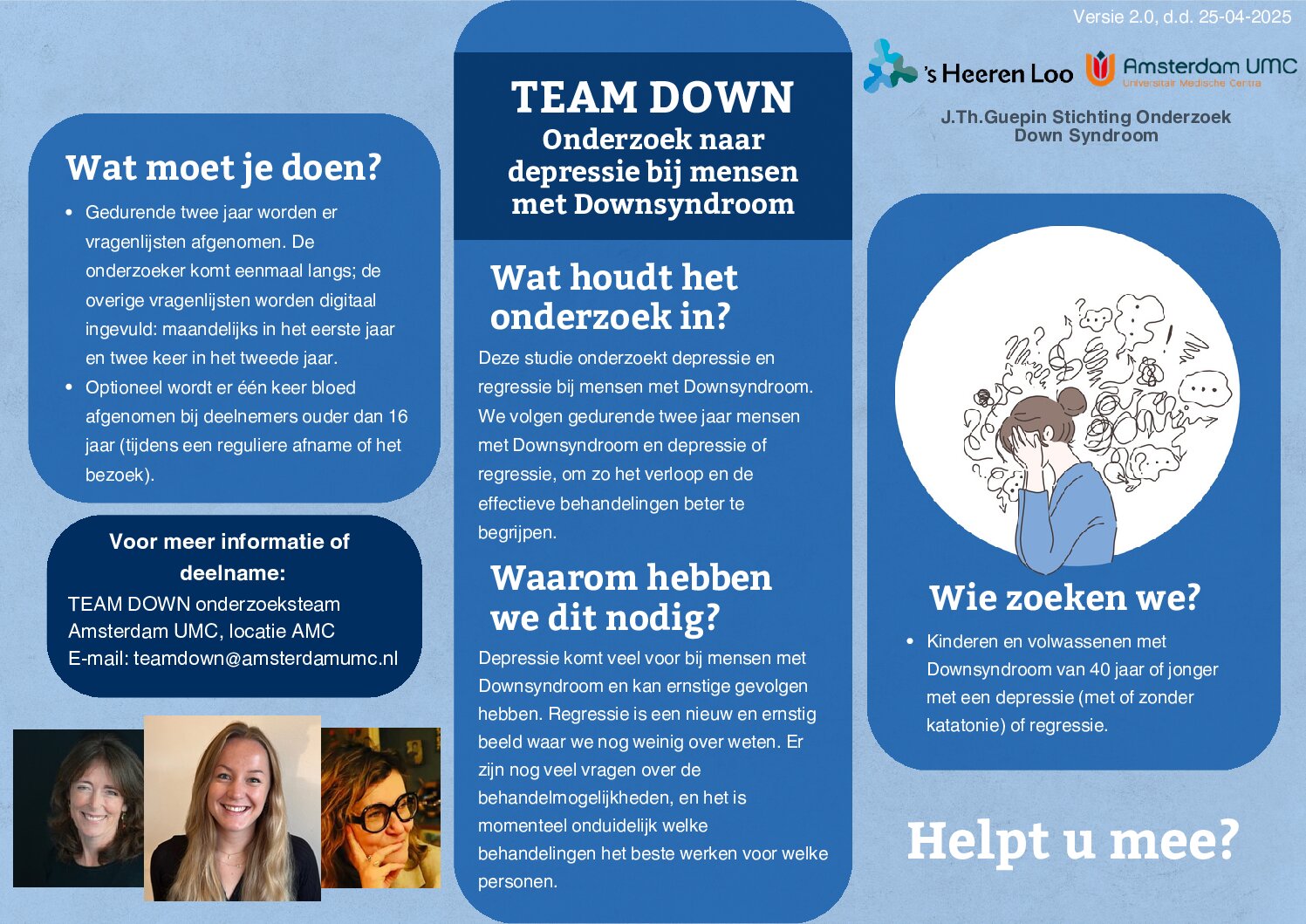 Onderzoek gestart naar depressie en regressie bij mensen met Downsyndroom